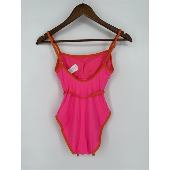 KATE SPADE Size XS Belted One Piece Swimsuit Radiant Pink Orange - Picture 6 of 9